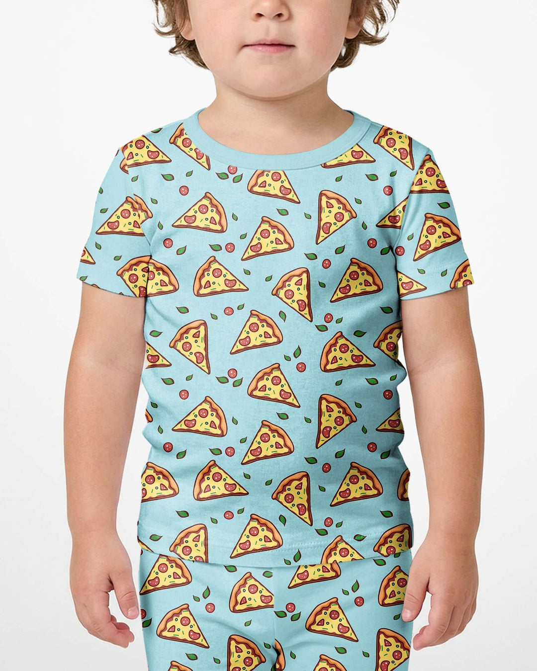 Pizza Doodle Bambus Zweiteiliges Kurzarm-Shorts-Pyjama-Set