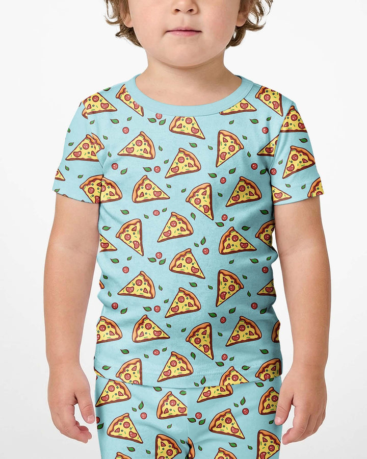 Pizza Doodle Bambus Zweiteiliges Kurzarm-Shorts-Pyjama-Set