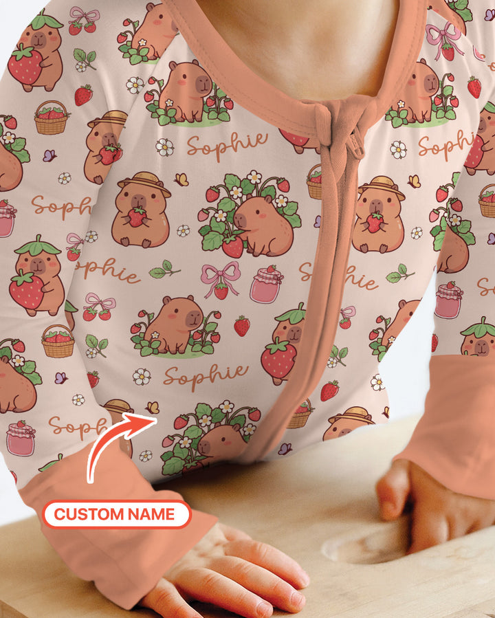 Custom Name Capybara Strawberry Bamboo Convertible Zippy