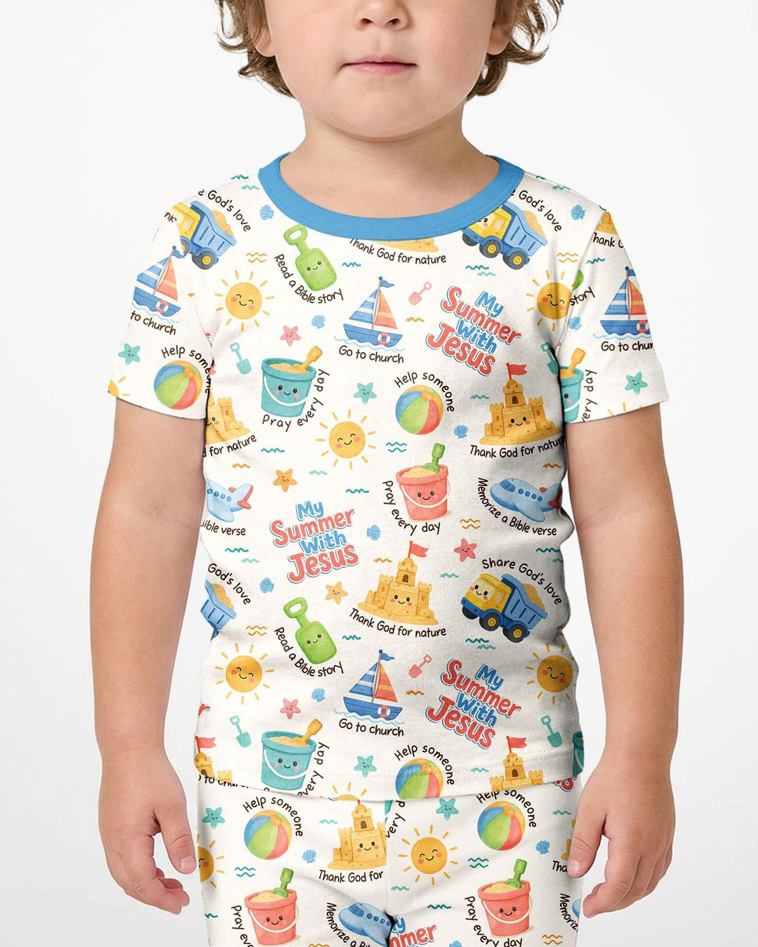 Template Zweiteiliges Pyjama-Set mit kurzen Ärmeln und Shorts