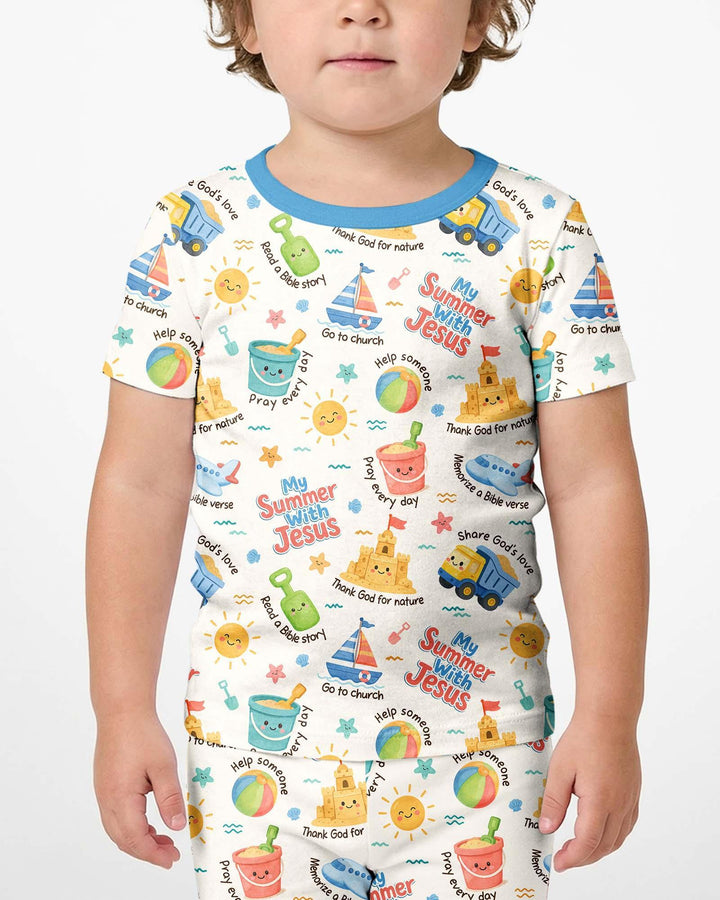 Template Zweiteiliges Pyjama-Set mit kurzen Ärmeln und Shorts