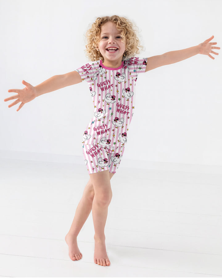 Guess What? Chicken Butt! Bamboo Two Piece Short Sleeve Shorts Pajama Set