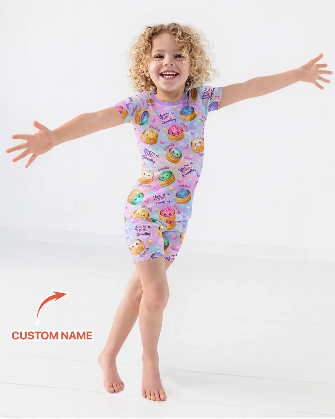 Custom Name You're A Glitter Dumpling Bamboo Two Piece Short Sleeve Shorts Pajama Set