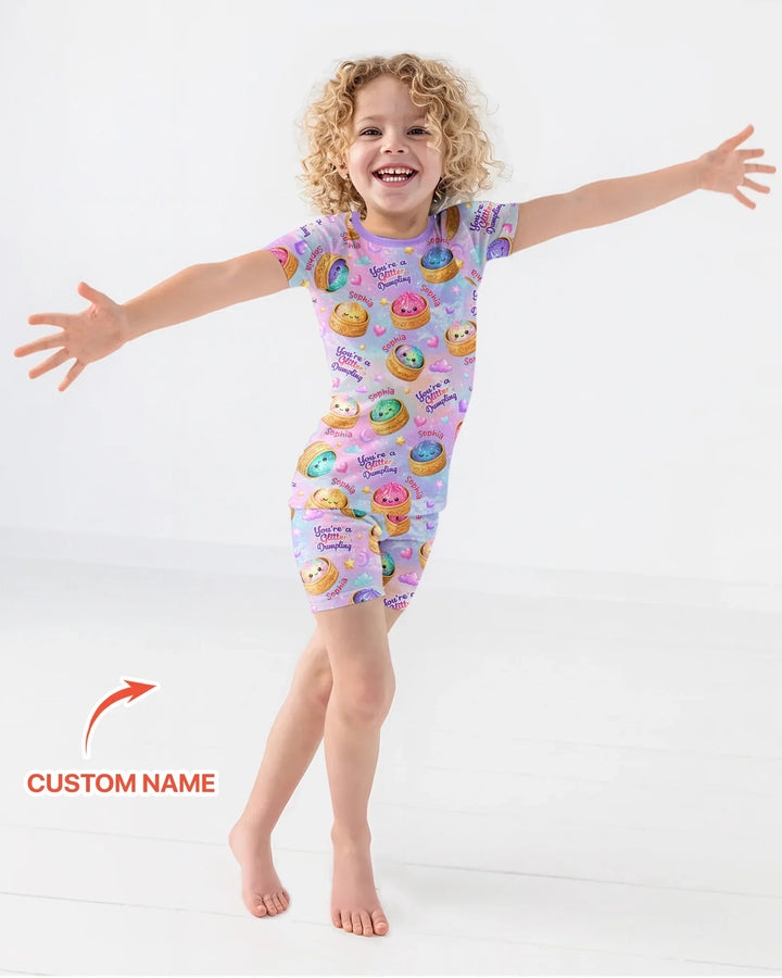 Custom Name You're A Glitter Dumpling Bamboo Two Piece Short Sleeve Shorts Pajama Set