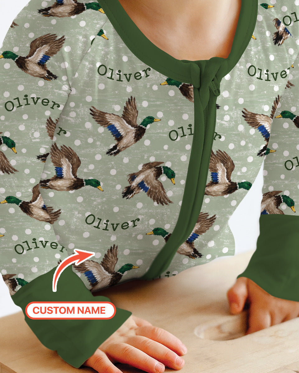 Custom Name Flying Mallard Duck Bamboo Convertible Zippy
