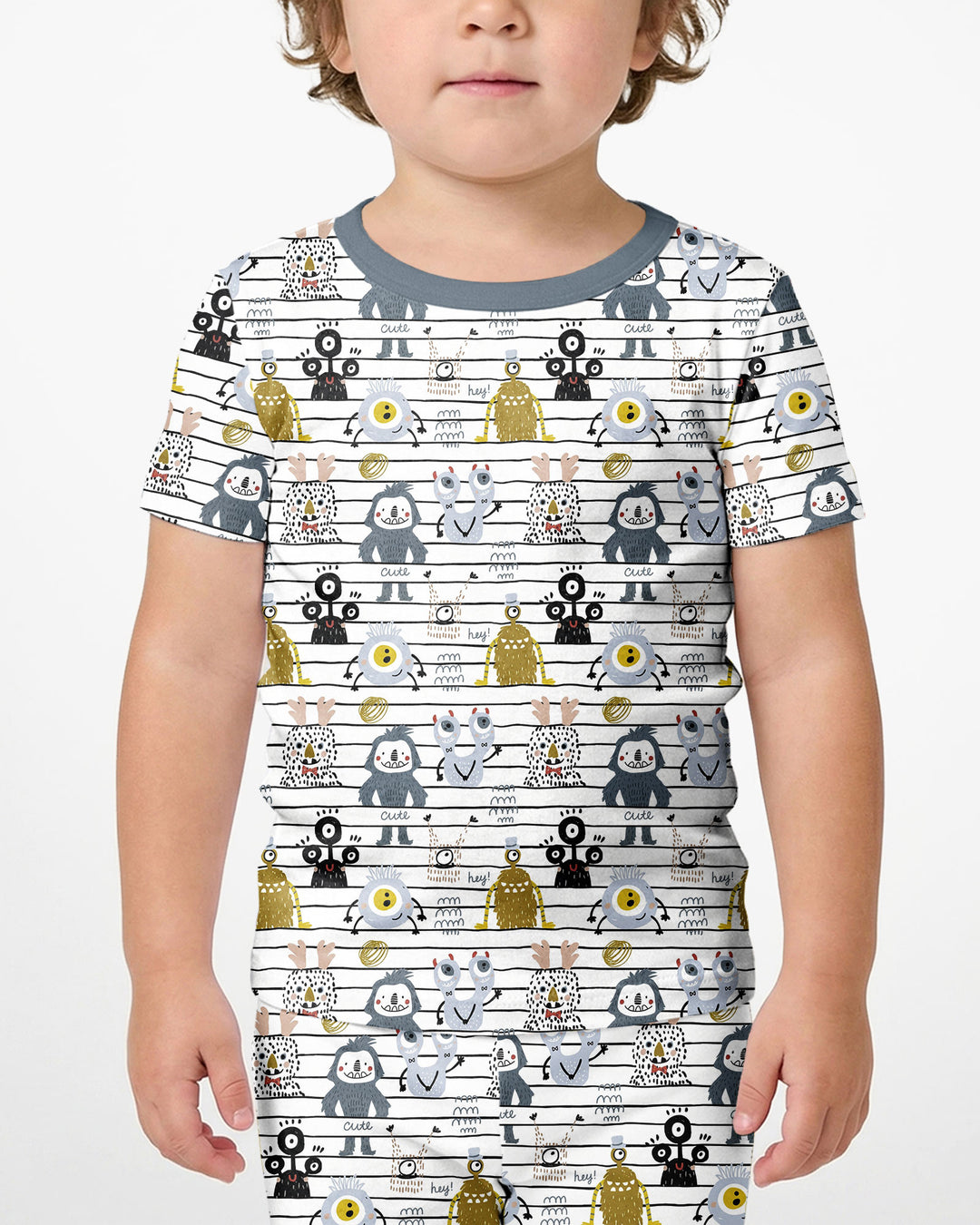 Playful Monster Friends Bamboo Two Piece Short Sleeve Shorts Pajama Set