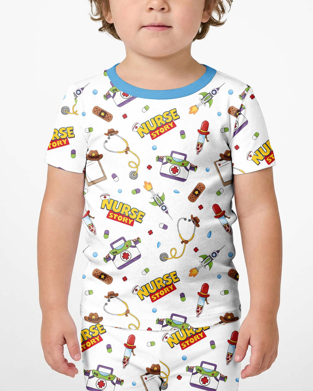 Template Zweiteiliges Pyjama-Set mit kurzen Ärmeln und Shorts