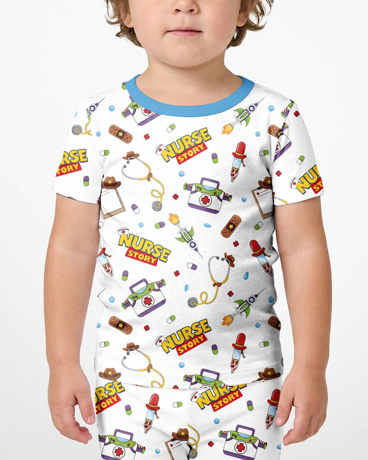 Template Zweiteiliges Pyjama-Set mit kurzen Ärmeln und Shorts