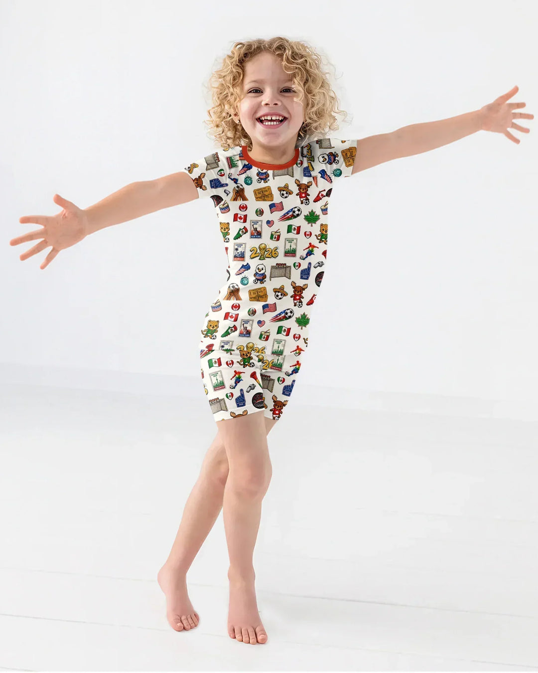 Soccer Cup 2026 Family Matching Bamboo Two Piece Short Sleeve Shorts Pajama Set