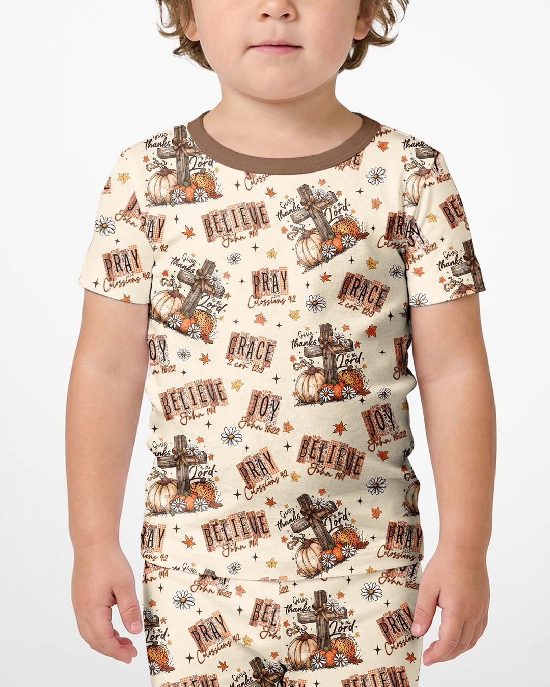 Floral Fall Give Thanks To The Lord Bamboo Two Piece Short Sleeve Shorts Pajama Set