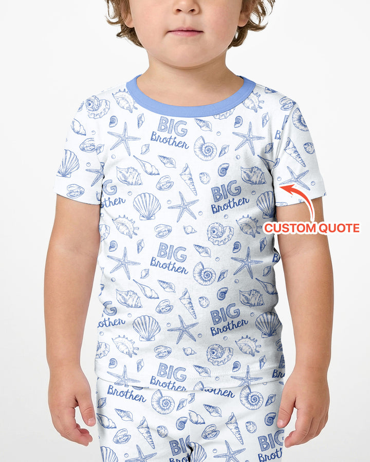 Coquette Seashell Matching Sibling Bamboo Two Piece Short Sleeve Shorts Pajama Set