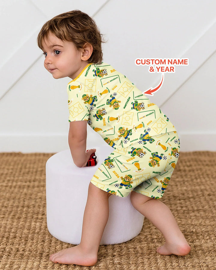 Zweiteiliges Pyjama-Set mit kurzen Ärmeln und Shorts im Sommer-Design