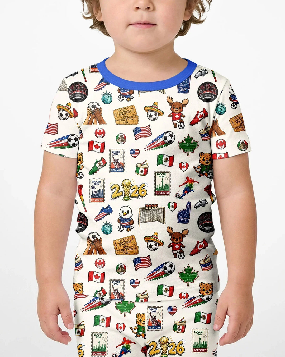 Soccer Cup 2026 Family Matching Bamboo Two Piece Short Sleeve Shorts Pajama Set