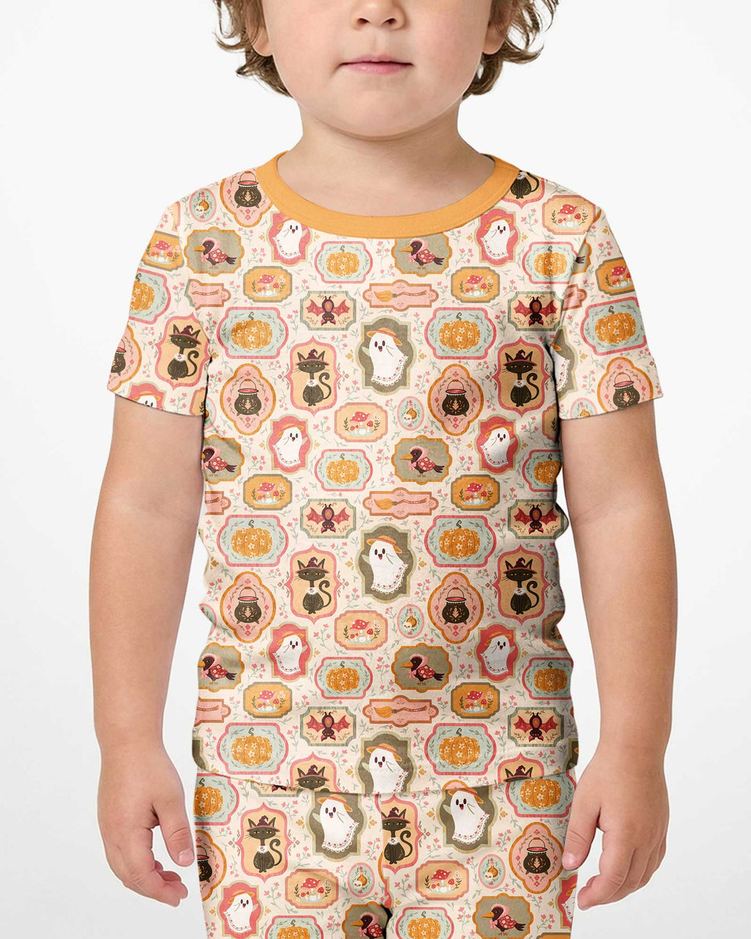 Cute Vintage Magical Cottage Style Halloween Bamboo Two Piece Short Sleeve Shorts Pajama Set