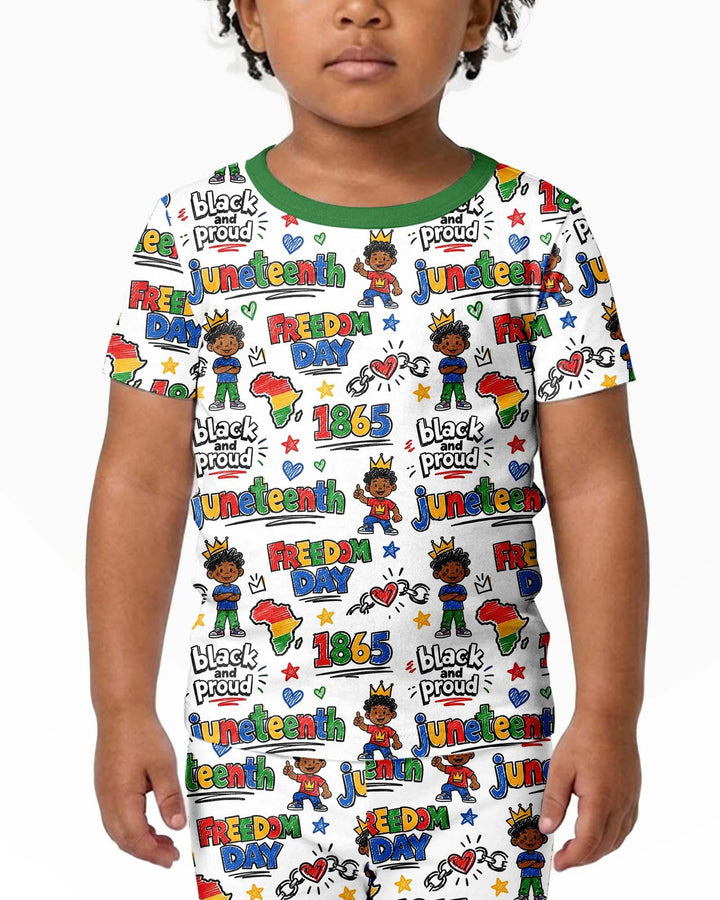 Template Zweiteiliges Pyjama-Set mit kurzen Ärmeln und Shorts