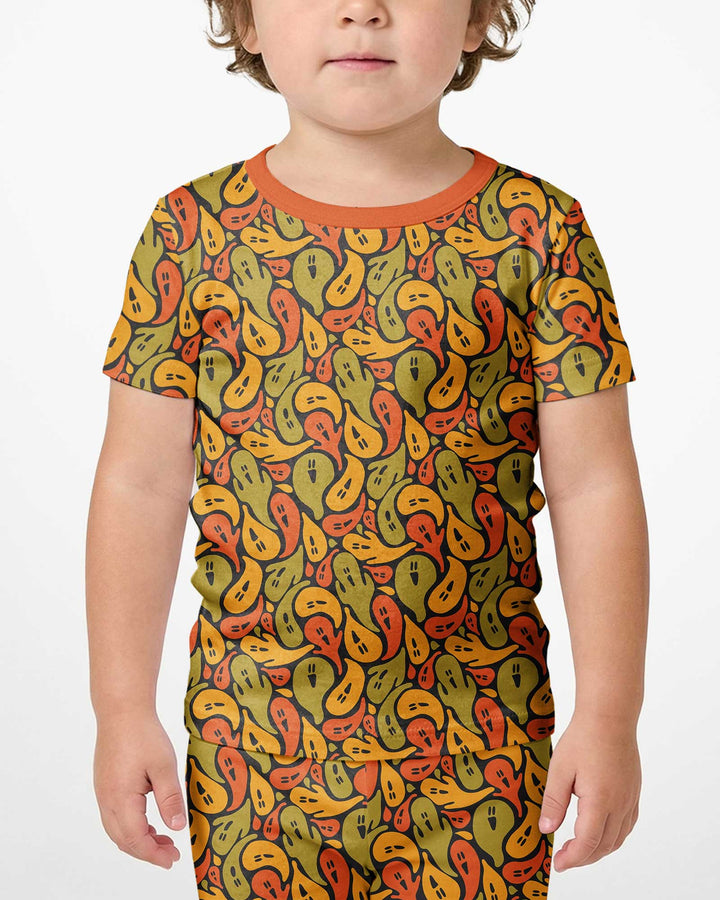 Retro Haunts & Happy Boos Bamboo Two Piece Short Sleeve Shorts Pajama Set