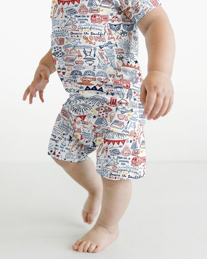 Schlafanzug-Set zweiteilig, kurze Ärmel, kurze Hose, Bambus