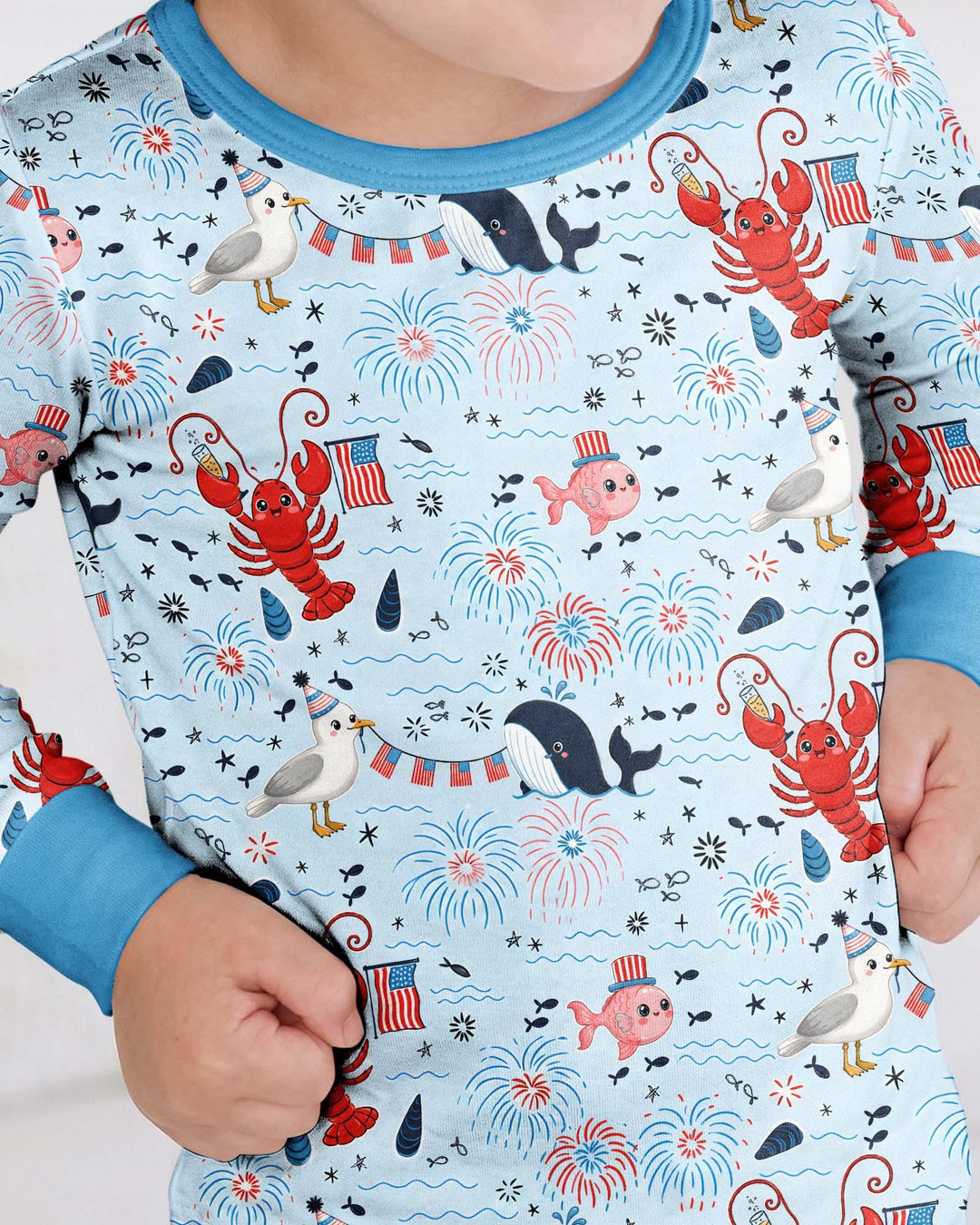 Celebrate 4th of July Family Matching Bamboo Two Piece Long Sleeve Pajama Set