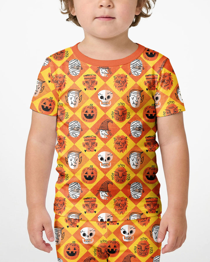 Monster Mix Bamboo Two Piece Short Sleeve Shorts Pajama Set