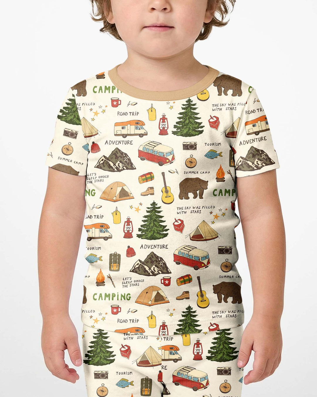 Template Zweiteiliges Pyjama-Set mit kurzen Ärmeln und Shorts