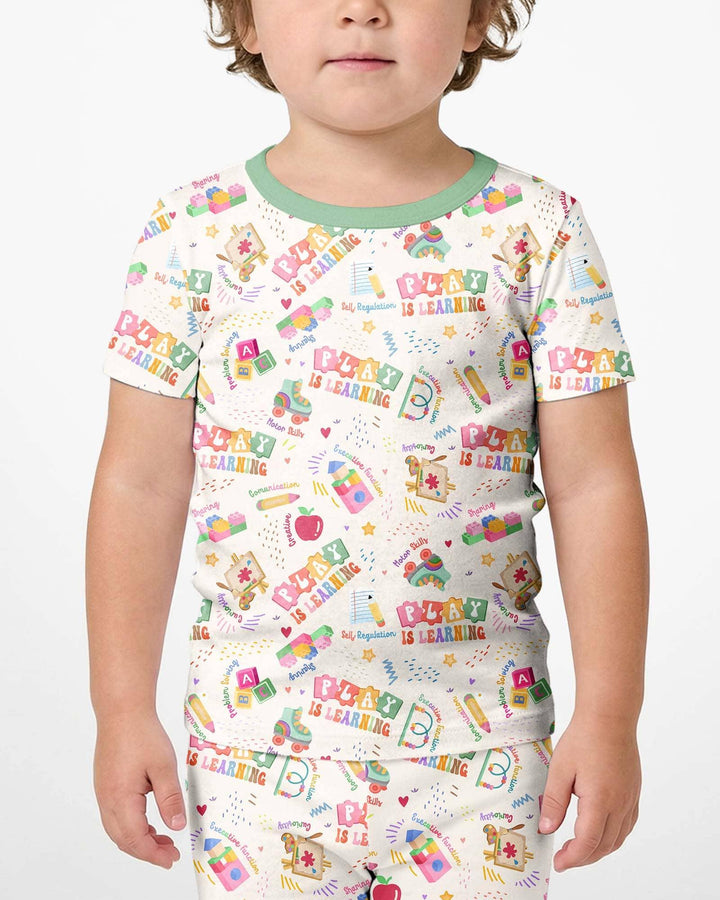 Schlafanzug-Set zweiteilig, kurze Ärmel, kurze Hose, Bambus