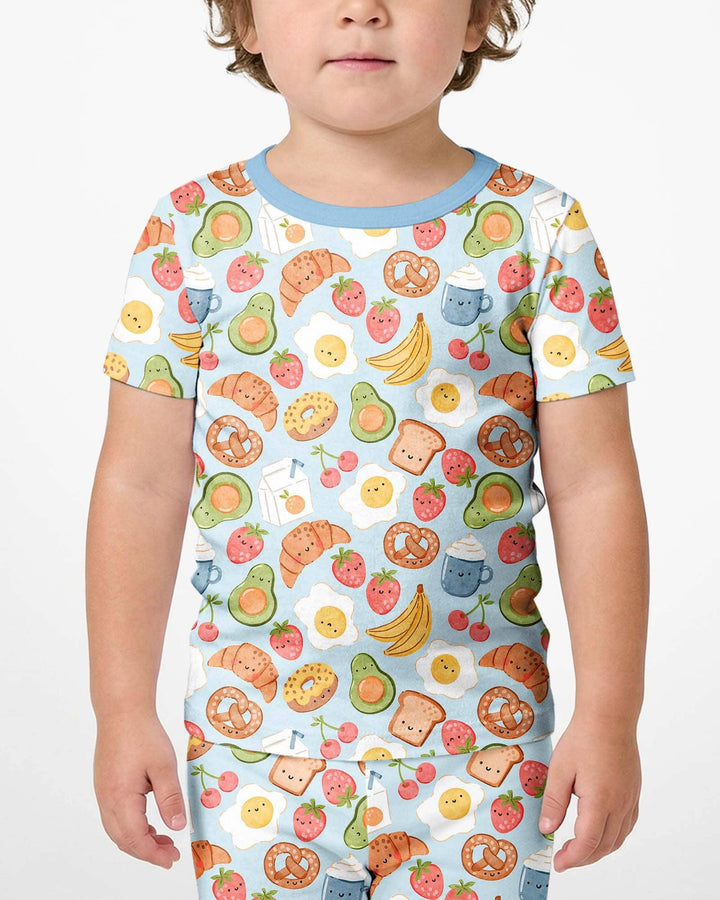 Breakfast Buddies Family Matching Bamboo Two Piece Short Sleeve Shorts Pajama Set