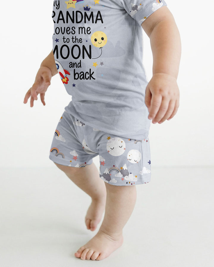 My Grandma Loves Me To The Moon And Back Bamboo Two Piece Short Sleeve Shorts Pajama Set