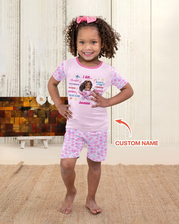 Zweiteiliges Pyjama-Set mit kurzen Ärmeln und Shorts im Sommer-Design