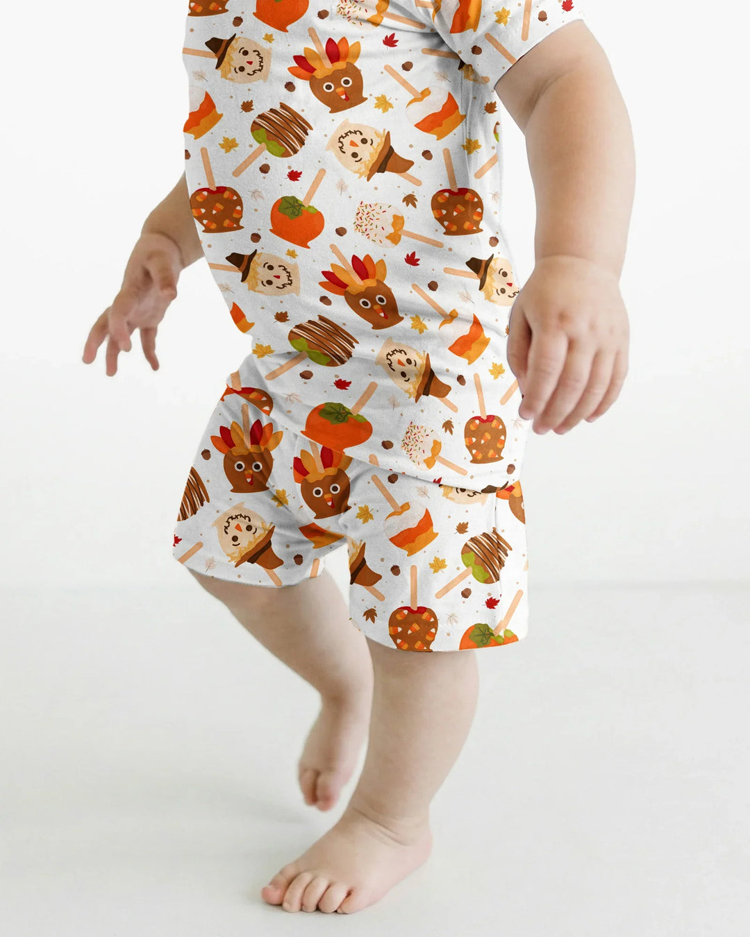 Fall Caramel Apple Family Matching Bamboo Two Piece Short Sleeve Shorts Pajama Set