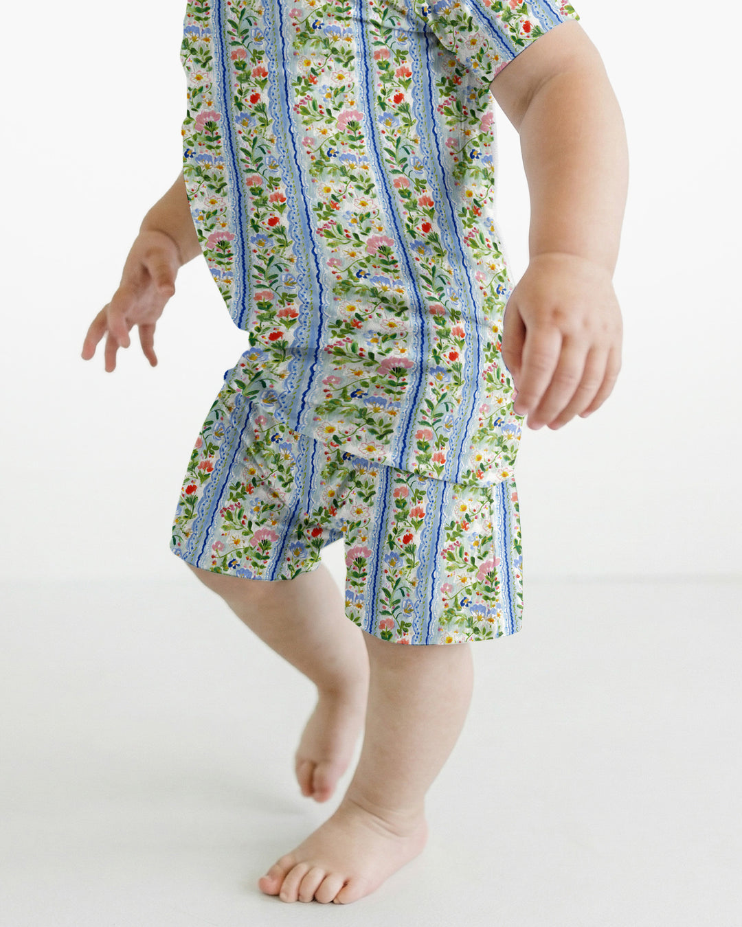 Pastel Floral Girl Bamboo Two Piece Short Sleeve Shorts Pajama Set