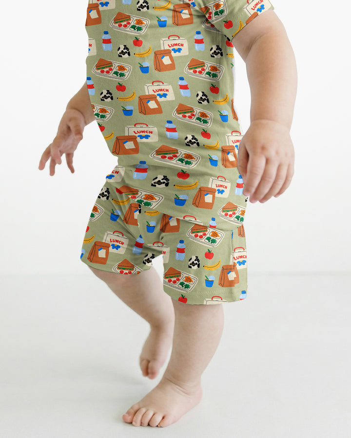 Happy School Lunch Bamboo Two Piece Short Sleeve Shorts Pajama Set