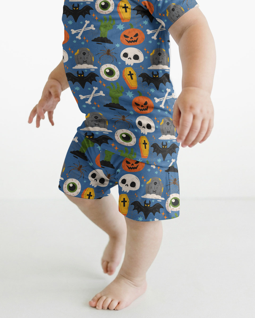 Little Monsters Bambus Zweiteiliger Schlafanzug mit kurzen Ärmeln und Shorts für Halloween