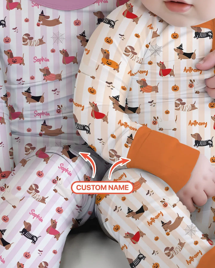 Custom Name Boo Crew Halloween Dachshund  Bamboo Convertible Zippy