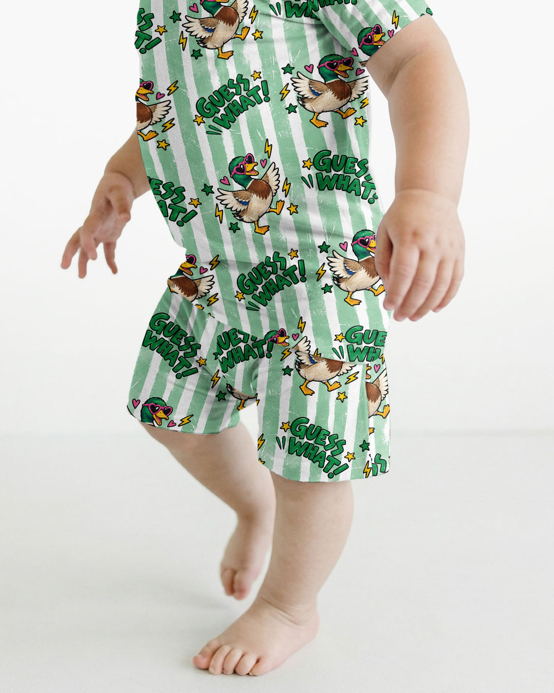 Guess What Mallard Butt Bamboo Two Piece Short Sleeve Shorts Pajama Set