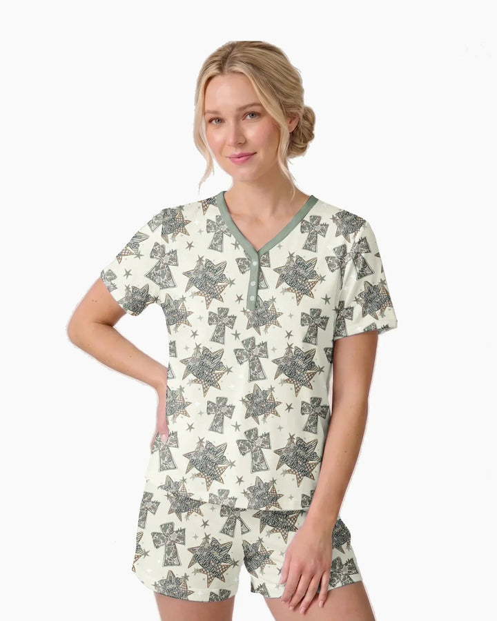 Camo God is Good Family Matching Bamboo Women Short Sleeve Short Pajama Set