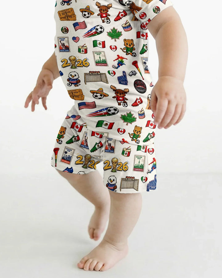 Soccer Cup 2026 Family Matching Bamboo Two Piece Short Sleeve Shorts Pajama Set