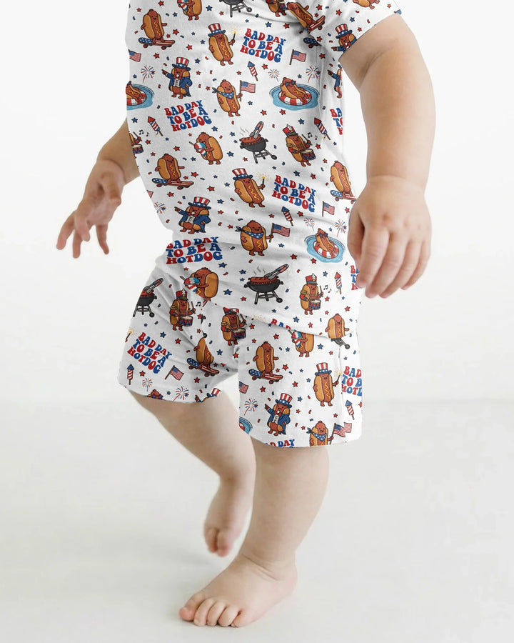 Schlafanzug-Set zweiteilig, kurze Ärmel, kurze Hose, Bambus