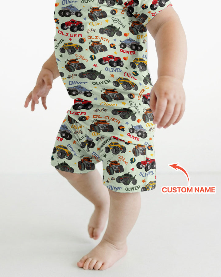 Zweiteiliges Pyjama-Set mit kurzen Ärmeln und Shorts im Sommer-Design