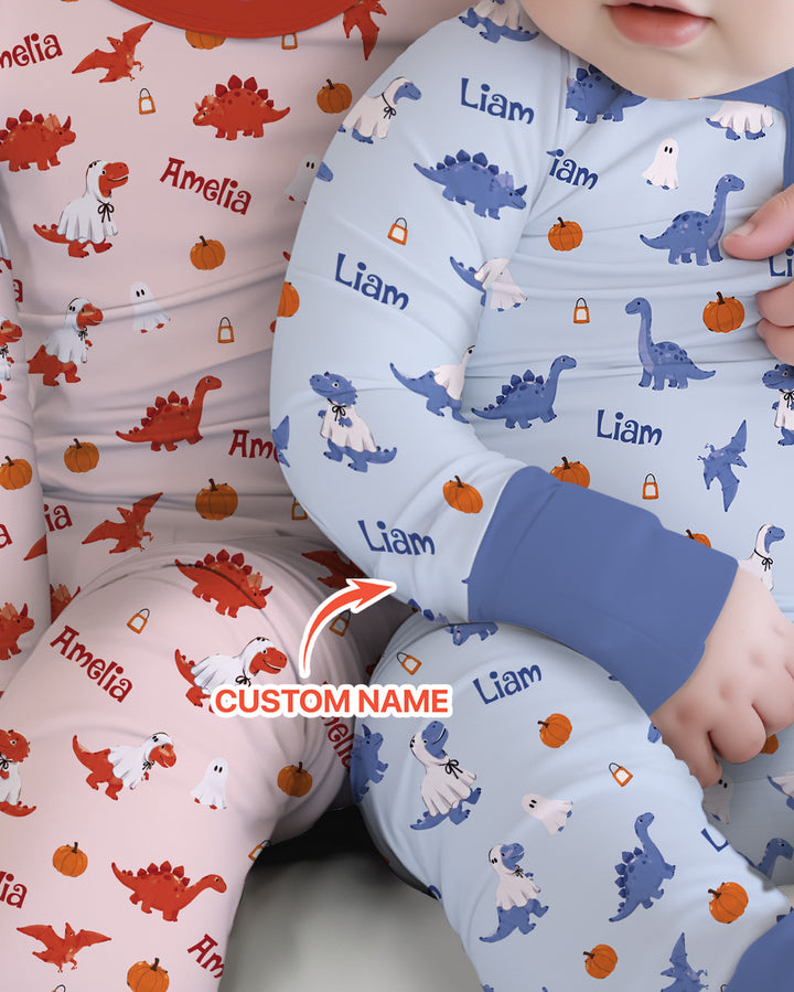 Custom Name Spooky Dinosaur Halloween - Personalized Bamboo Convertible Zippy
