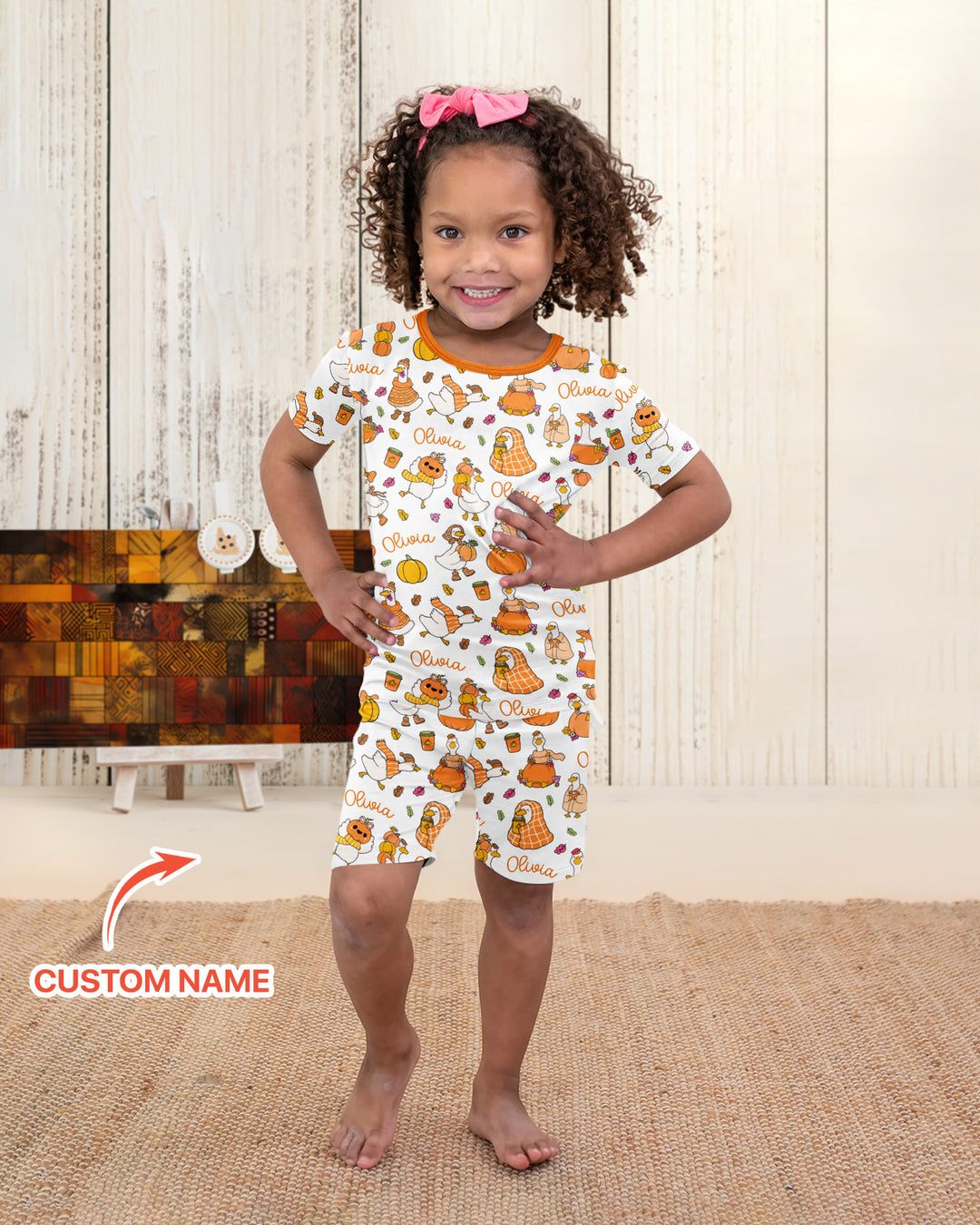 Fall Silly Goose Bamboo Two Piece Short Sleeve Shorts Pajama Set