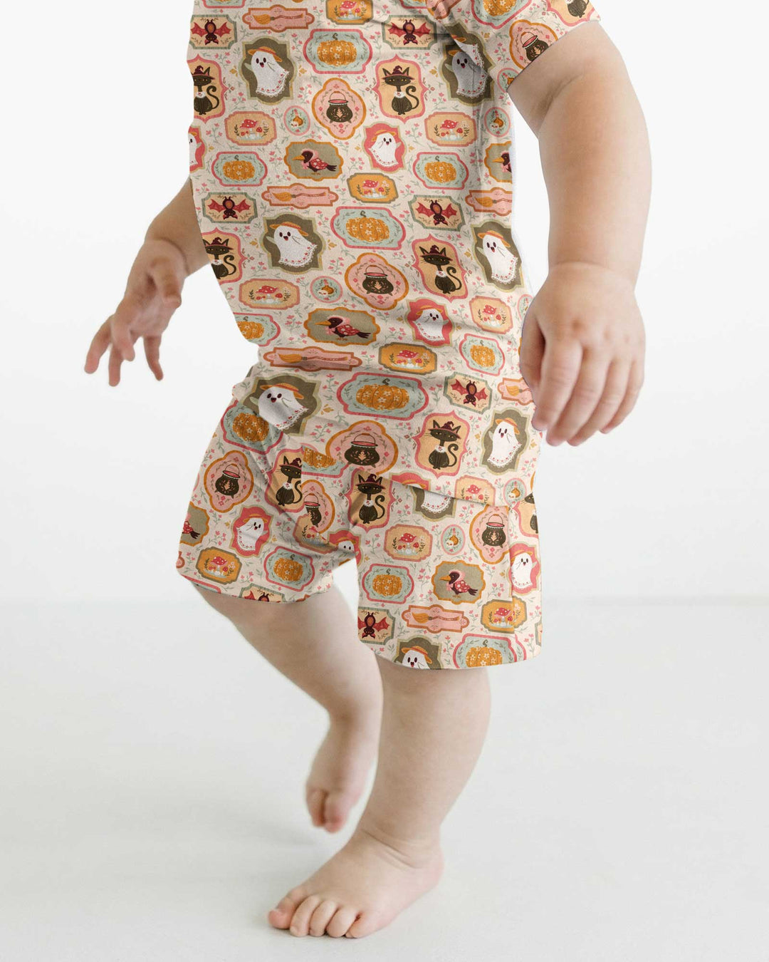 Cute Vintage Magical Cottage Style Halloween Bamboo Two Piece Short Sleeve Shorts Pajama Set
