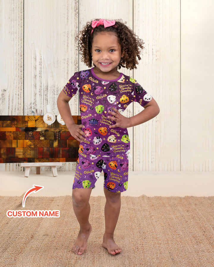 Custom Name You're A Spooky Dumpling Bamboo Two Piece Short Sleeve Shorts Pajama Set