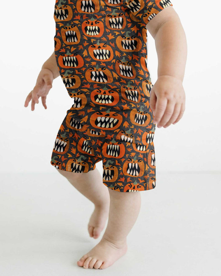 Pumpkin Monsters Bamboo Two Piece Short Sleeve Shorts Pajama Set