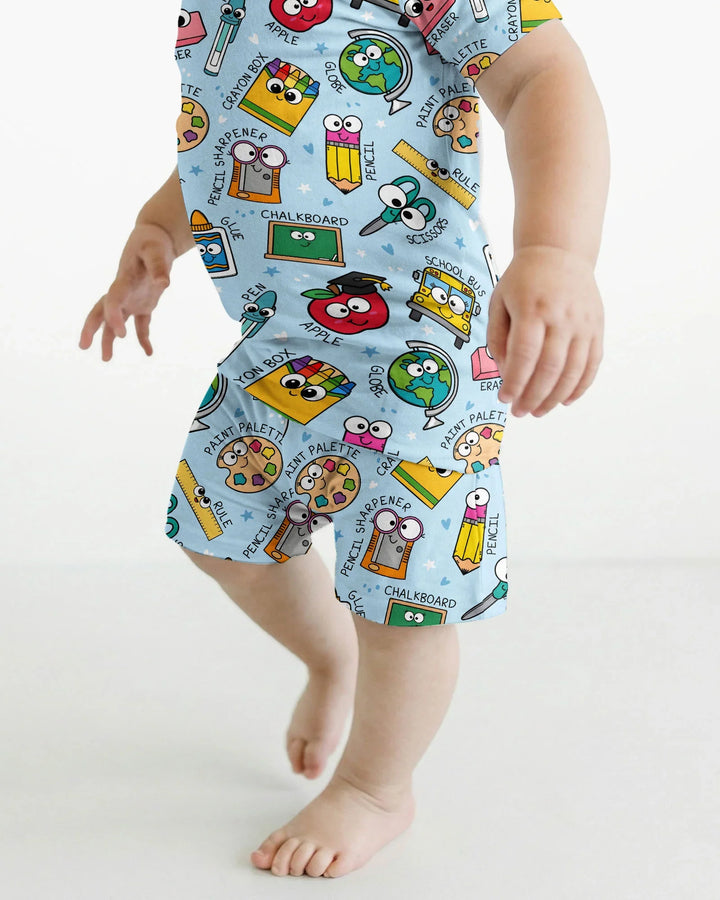 Happy School Pals Two Piece Short Sleeve Shorts Pajama Set