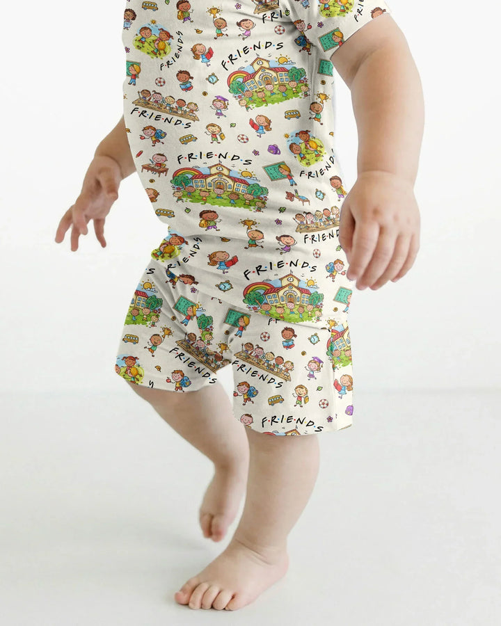 Schlafanzug-Set zweiteilig, kurze Ärmel, kurze Hose, Bambus