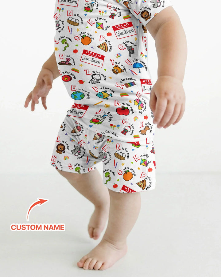 Zweiteiliges Pyjama-Set mit kurzen Ärmeln und Shorts im Sommer-Design
