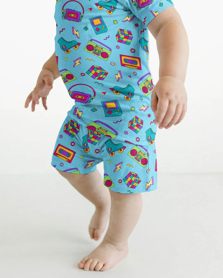 80s Retro Neon Bamboo Two Piece Short Sleeve Shorts Pajama Set