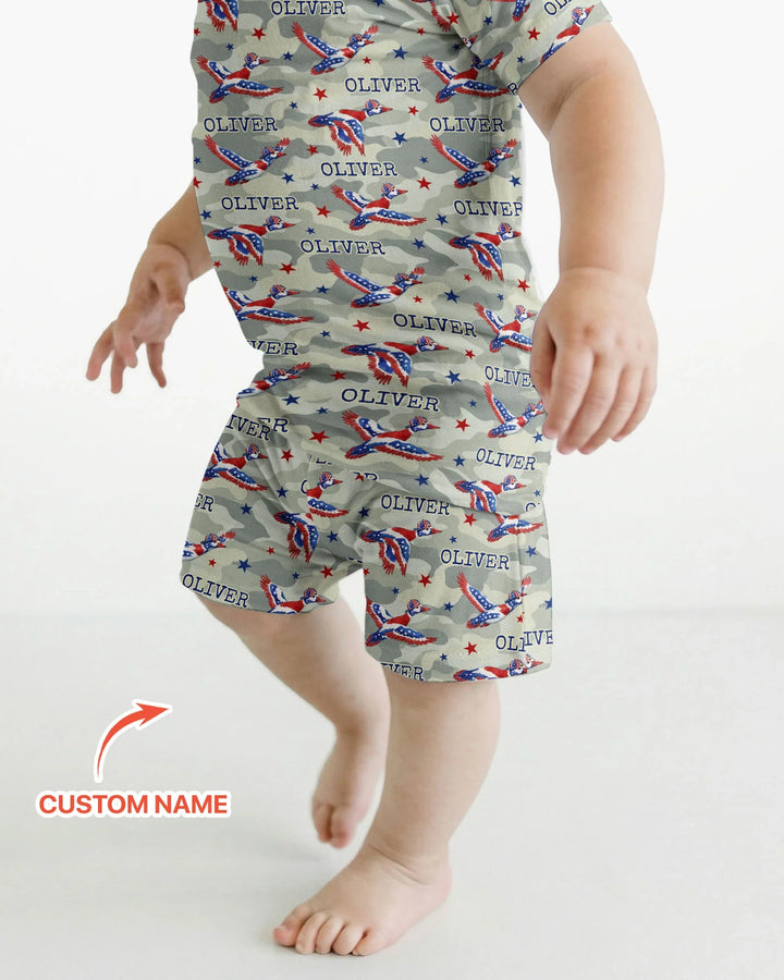 Zweiteiliges Pyjama-Set mit kurzen Ärmeln und Shorts im Sommer-Design
