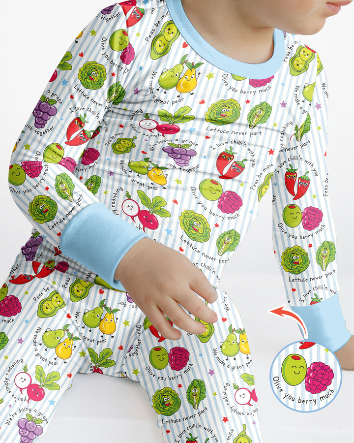 Fruits And Vegetables Love Puns Bamboo Two Piece Long Sleeve Pajama Set