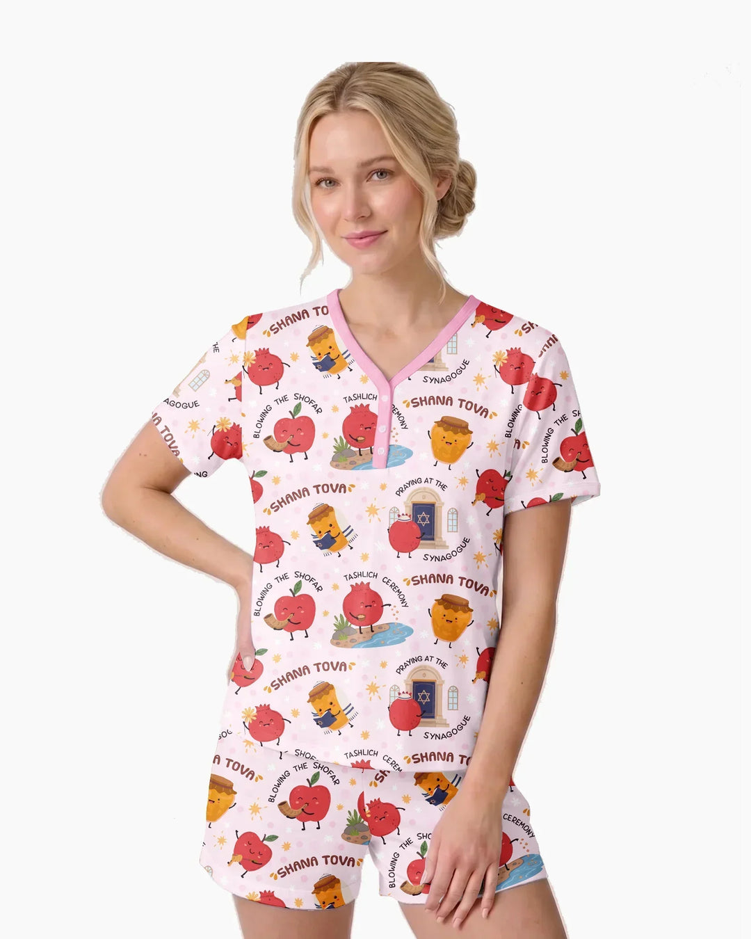 Sweet Sacred Moments Family Matching Bamboo Women Short Sleeve Short Pajama Set